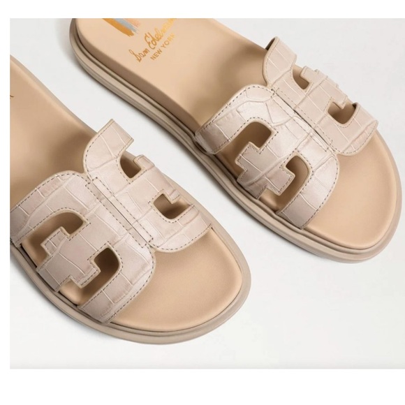 Sam Edelman Shoes - Sam Edelman Beige Croc-Embossed Slide Sandals